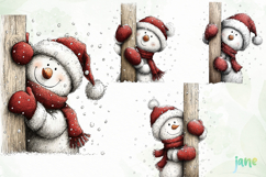Peeking Snowman Clipart Product Image 1