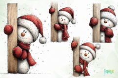 Peeking Snowman Clipart Product Image 1
