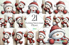 Peeking Snowman Clipart Product Image 1