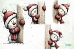 Peeking Snowman Clipart Product Image 1