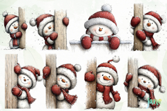 Peeking Snowman Clipart Product Image 5