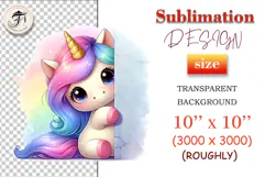 Cute watercolor peeking unicorn clipart with a happy expression, perfect for kids designs and sublimation projects.