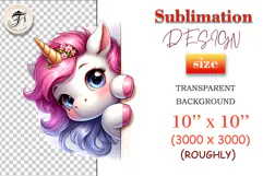 Surprised peeking unicorn clipart in watercolor style, great for playful kids graphics and party cards.