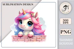 Watercolor unicorn clipart winking while peeking, ideal for fun kids crafts and printable designs.