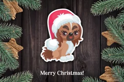 Dog Christmas print and cut stickers PNG Product Image 6