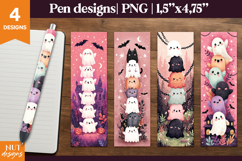 Cartoon ghost pen designs. Halloween pen wraps. Funny pens Product Image 1