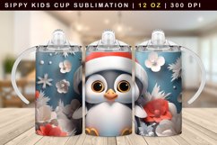 Christmas Penquin Sippy Cup Sublimation Wrap 12 Oz Product Image 1