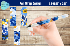 Blue flowers Pen Wraps Sublimation Product Image 1