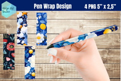 Blue flowers Pen Wraps Sublimation Product Image 1