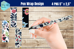 Blue flowers Pen Wraps Sublimation Product Image 1