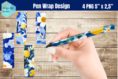 Blue flowers Pen Wraps Sublimation Product Image 1