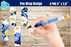 Blue flowers Pen Wraps Sublimation Product Image 1