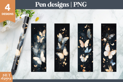 Butterfly pen designs. Waterslide pen wraps PNG. Female pen Product Image 1