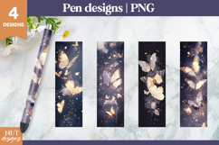 Butterfly pen designs. Waterslide pen wraps PNG. Female pen Product Image 1