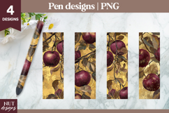Red Apples golden pen designs. Waterslide pen wraps PNG Product Image 1