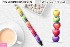 Colorful Apples Pen Wrap|Kawaii Fruit Pen Sublimation Design Product Image 1