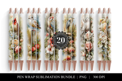 20 Bird and Floral Sublimation Pen Wrap Designs Product Image 1