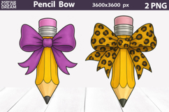 Yellow Pencil Bow Clipart | Teacher Pencil Sublimation Product Image 4