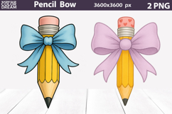Yellow Pencil Bow Clipart | Teacher Pencil Sublimation Product Image 1