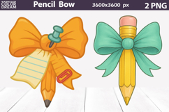 Yellow Pencil Bow Clipart | Teacher Pencil Sublimation Product Image 6