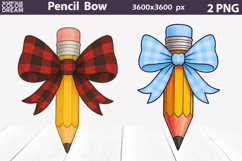 Yellow Pencil Bow Clipart | Teacher Pencil Sublimation Product Image 1