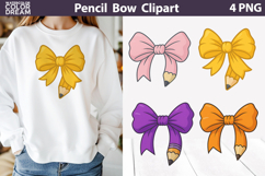 Pencil Bow Clipart | School Sublimation Design Product Image 1