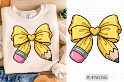Pencil bow png, Coquette png, Back to school png Product Image 1