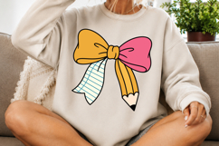 Pencil Bow, Teacher Coquette Bow PNG, Back To School Product Image 3