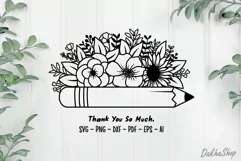 Pencil Floral Svg, Teacher Pencil Svg, Back To School Svg. Product Image 7