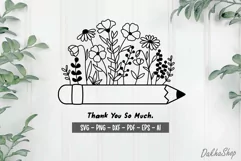 Floral Pencil Svg, Teacher Svg, Back To School Svg, School. Product Image 6