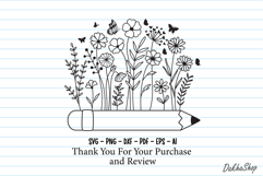 Teacher Svg, Pencil Flower Svg, Floral Pencil Split Monogram Product Image 7