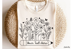 Teacher Svg, Pencil Flower Svg, Floral Pencil Split Monogram Product Image 3