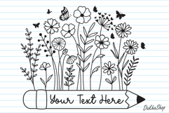 Teacher Svg, Pencil Flower Svg, Floral Pencil Split Monogram Product Image 2