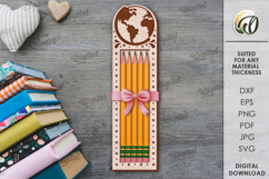 School Pencil Holder Laser Cut. Gift For School Kid SVG Product Image 1