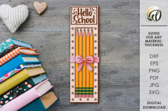 School Pencil Holder Laser Cut. Gift For School Kid SVG Product Image 1