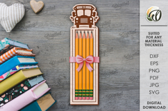 School Pencil Holder Laser Cut. Gift For School Kid SVG Product Image 1