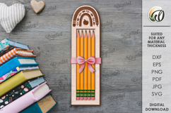 School Pencil Holder Laser Cut. Gift For School Kid SVG Product Image 1