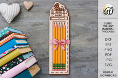 School Pencil Holder Laser Cut. Gift For School Kid SVG Product Image 1