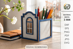 3D House Pencil Holder Laser Cut. Desk Organizer SVG Product Image 1