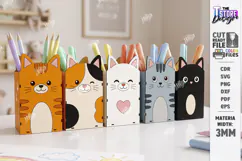 Cats Pencil Holders Laser Cut Kit | Desk Organizer Laser SVG Product Image 1