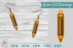 Pencil Laser Cut Earrings SVG Product Image 1