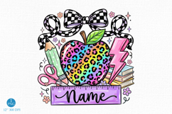 Pencil Name Frame PNG, School Sublimation, Teacher Apple Product Image 1