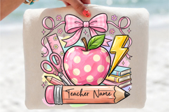 Pencil Name Frame PNG School Sublimation, Teacher Apple Product Image 2