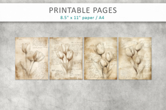 hand drawn sketch vintage paper, junk journal pages Product Image 2