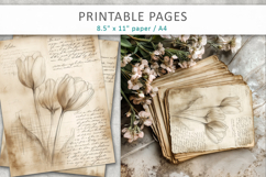 hand drawn sketch vintage paper, junk journal pages Product Image 6