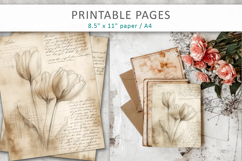 hand drawn sketch vintage paper, junk journal pages Product Image 7