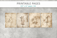 hand drawn sketch vintage paper, scrapbook paper Product Image 2