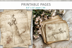 hand drawn sketch vintage paper, aged paper style Product Image 6