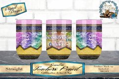This is a Beautiful full wrap design for your 12oz Sublimation straight wine tumbler. It features a teachers pencil design and a rainbow power wash background.