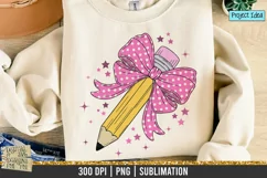 Pencil with Polka Dot Coquette Bow is a professional design that is available at 300dpi PNG to use for Sublimation, iron-on transfer, DTG Printing and normal printing.